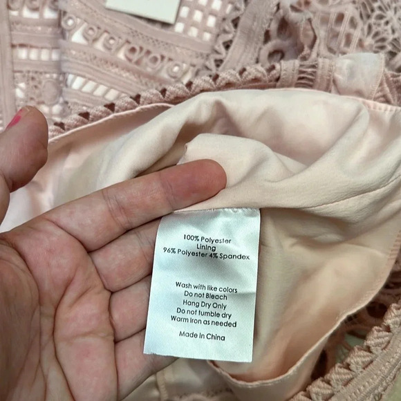 NWT Rachel Parcell Melrose Blouse Blush Pink Embroidered Lace Long Sleeve Top XS - Picture 5 of 6